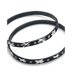Set of 2 Diamond Cut Black Bangle Bracelets 7.8in